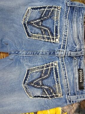 Vigoss Bootcut Jeans Women’s 25x30 Blue Low Rise Classic Fit Distressed Fade